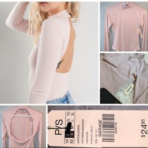 Open-back mock neck bodysuit